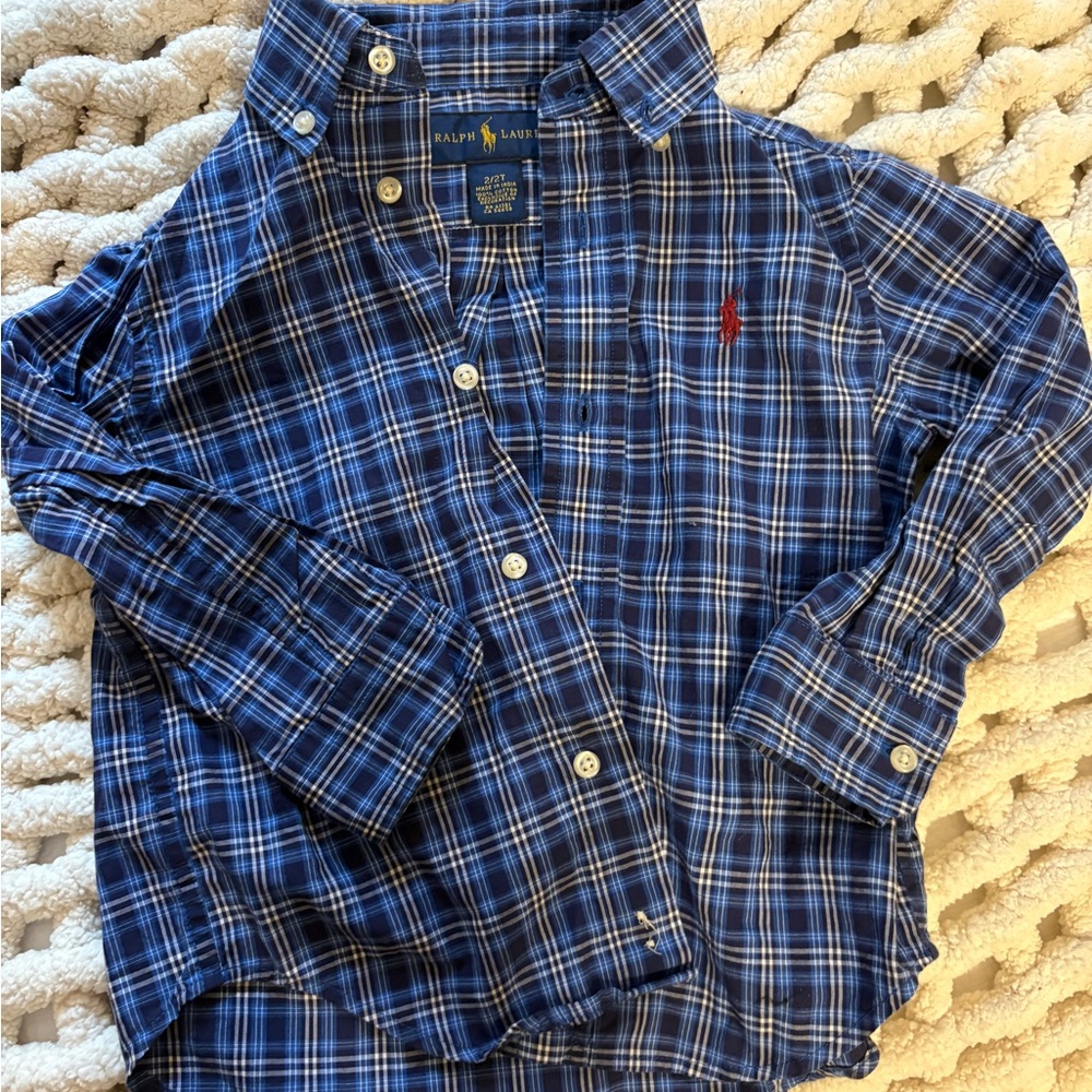 Ralph Lauren Blue Plaid Button Down Shirt